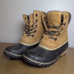 Sorel Women's Size 5 Slimpack II Lace Up Winter Duck Boots Beige Tan